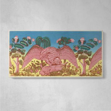 Bandbox Design with Eagle and Rabbit by Martin Partyka — single-panel canvas on a pale wall