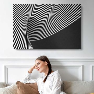 Black and White Abstract Lines canvas print, interior display view