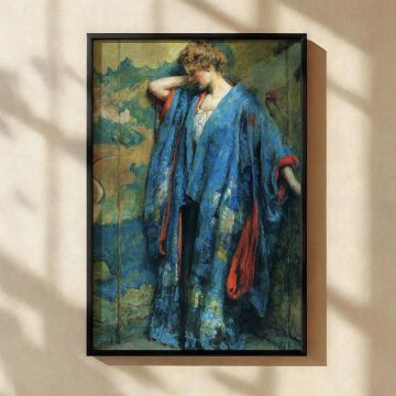 Blue and Yellow Interior by Robert Lewis Reid - Bold Floral Pattern and Harmony canvas wall art - Image 2
