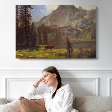 Call of the Wild by Albert Bierstadt - single-panel canvas displayed above a sofa