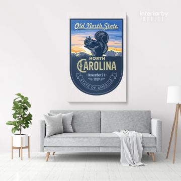North Arolina Old North State of America Emblem Canvas Wall Artwork Mural Print For
