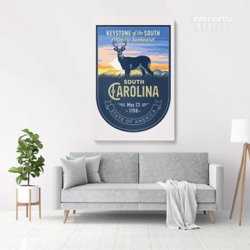 South Arolina Keystone of the South Atlantic Seaboard State of America Emblem Canvas Wall Art