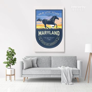 Maryland Old Line State of America Emblem Canvas Wall Artwork Mural Print