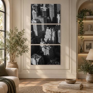 City Blocks in Black and White canvas print, interior display view
