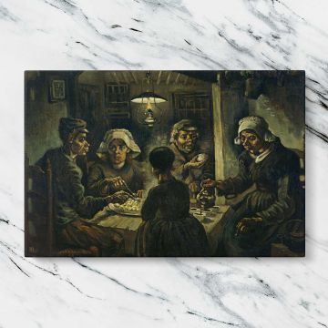 The Potato Eaters canvas artwork displayed on a marble background