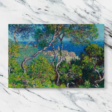 Bordighera canvas artwork displayed on a marble background
