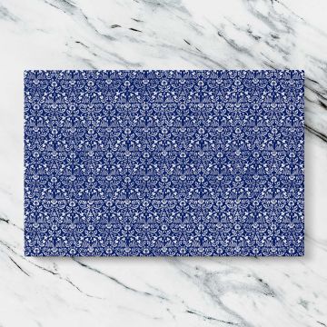 Eyebright Blue Botanical Pattern canvas artwork displayed on a marble background