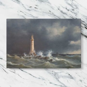 Eddystone Lighthouse canvas artwork displayed on a marble background