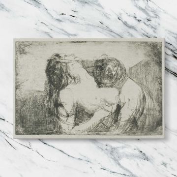 The Bite canvas artwork displayed on a marble background