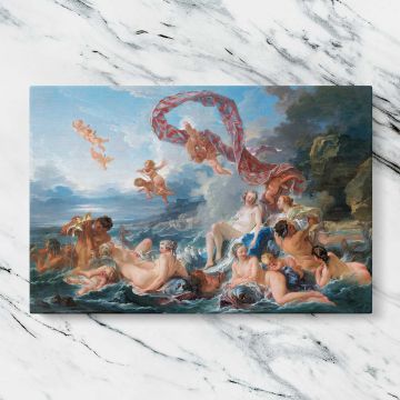 The Triumph of Venus canvas artwork displayed on a marble background