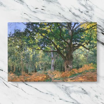 The Bodmer Oak Fontainebleau Forest canvas artwork displayed on a marble background