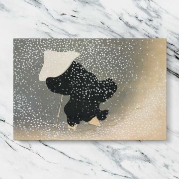Snow from Momoyogusa canvas artwork displayed on a marble background