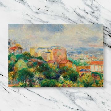 View From Montmartre canvas artwork displayed on a marble background