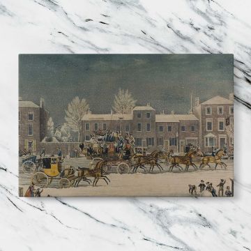 Approach to Christmas canvas artwork displayed on a marble background