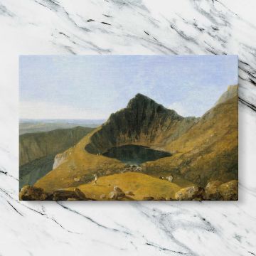 Llyn y Cau Cader Idris canvas artwork displayed on a marble background