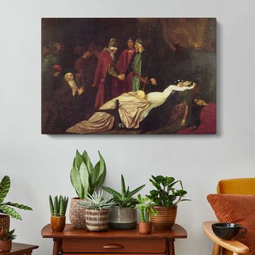 Classical Scene with a Reclining Woman by Frederic Leighton - canvas rear frame and hanging hardware