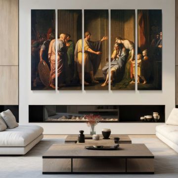 Cleombrotus Ordered Into Banishment by Benjamin West - multi-panel canvas displayed in a modern living room