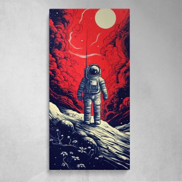 Astronaut on a Red Lunar Landscape Canvas Wall Art Print
