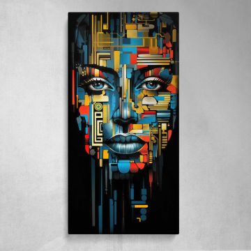 Colourful African Woman Abstract Portrait Canvas Wall Art Print