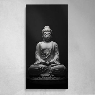 Black Buddha Meditation Statue Canvas Wall Art Print