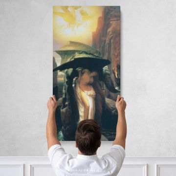 Classical Figures at a Fountain by Frederic Leighton Canvas Wall Art Print