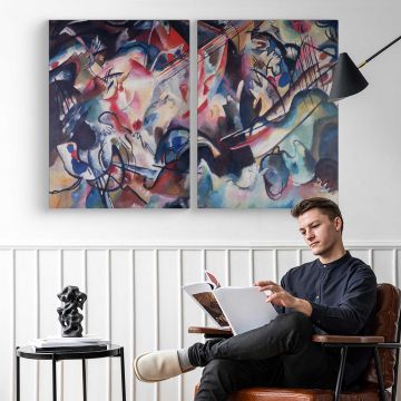 Composition VI by Vasily Kandinsky - two-panel canvas displayed in a reading room