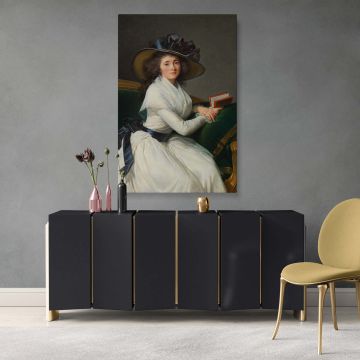 Exquisite Rococo-style portrait of Comtesse de la ChAtre, printed on premium canvas with rich detailing and soft brushwork, an ideal statement artwork for aristocratic home decor, refined office spaces, or elegant 18th-century-themed interiors.