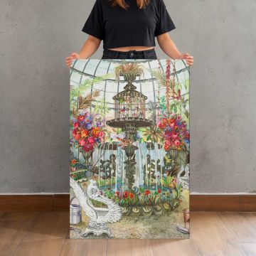 Conservatory Fountain (1938) by Perkins Harnly and Nicholas Zupa canvas print, canvas shown with a person for scale