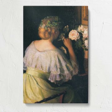 Woman with Flowers in Her Hair by Lilla Cabot Perry canvas print, front view
