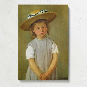 Little Girl in a Straw Hat by Mary Cassatt canvas print, front view