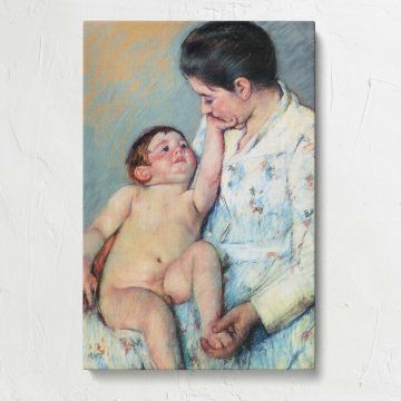Mother Gazing at Her Baby by Mary Cassatt canvas print, front view