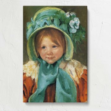 Little Girl in a Green Bonnet by Mary Cassatt canvas print, front view