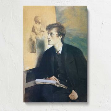 Woman Holding an Open Book canvas print, front view