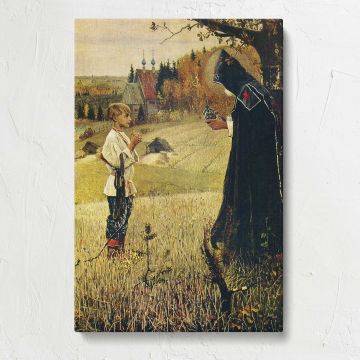 Woman and Child in a Summer Meadow canvas print, front view