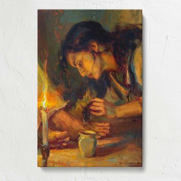 Woman Writing by Candlelight by Daniel Gerhartz canvas print, front view