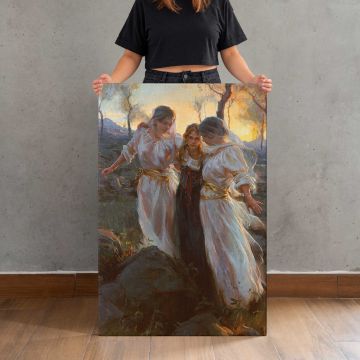 Women Resting beneath Trees by Daniel Gerhartz canvas print, held for scale