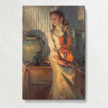 Her Mother's Violin by Daniel Gerhartz canvas print, front view