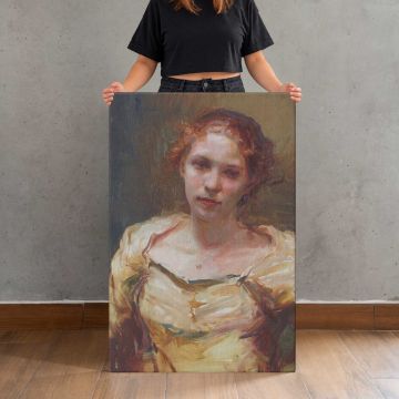 Rachel Autry Portrait by Daniel Gerhartz canvas print, held for scale