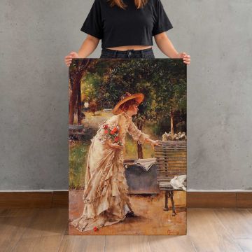 Afternoon in the Park by Alfred Stevens canvas print, held for scale