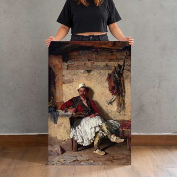 The Resting Sentinel canvas print, held for scale