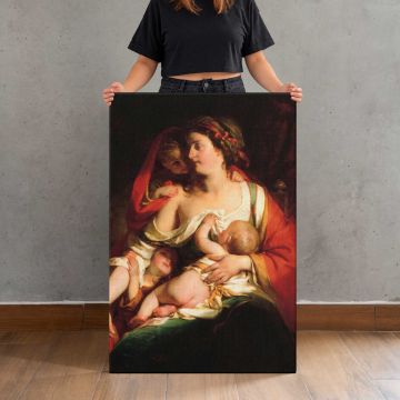 Mother and Children canvas print, held for scale