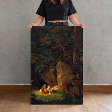 Genoveva In The Forest Seclusion by Adrian Ludwig Richter canvas print, held for scale