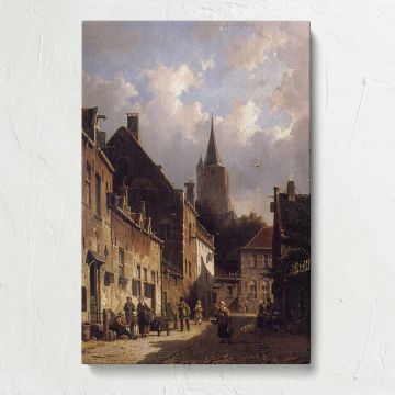 A Dutch Street Scene by Adrianus Eversen canvas print, front view