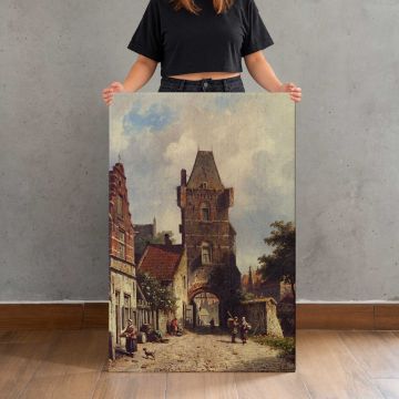 In The Village by Adrianus Eversen canvas print, held for scale