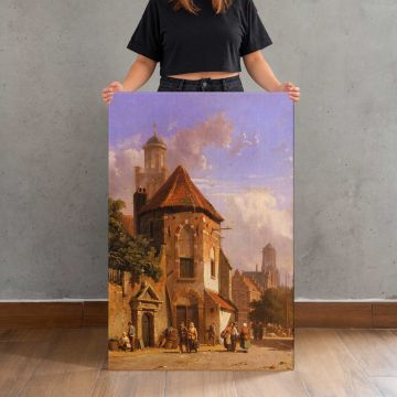 Everson Adrianus View Of A Dutch Street by Adrianus Eversen canvas print, held for scale