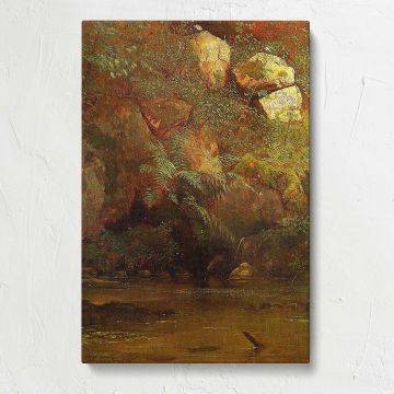Ferns and Rocks on an Embankment by Albert Bierstadt canvas print, front view