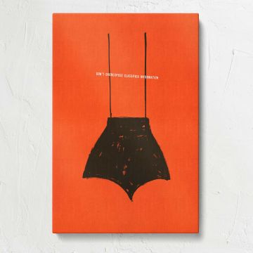 Don't Overexpose Classified Information Black Underwear on Orange canvas print, front view