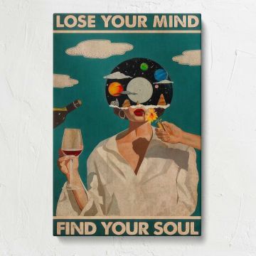 Lose Your Mind Find Your Soul Surreal Portrait canvas print, front view