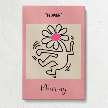 Dancing Flower Figure on Pink canvas print, front view