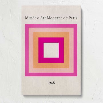 Pink and Orange Concentric Squares canvas print, front view